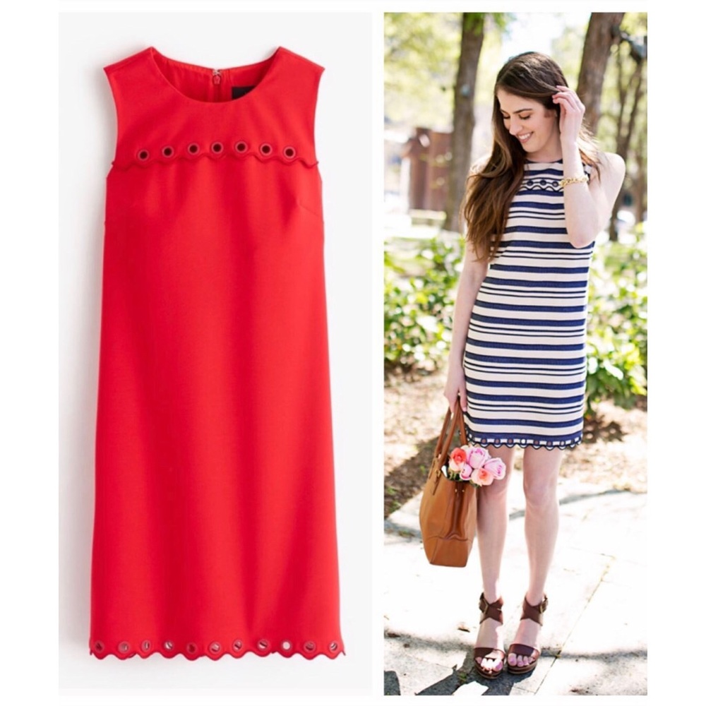 J. Crew RED Scalloped Dress